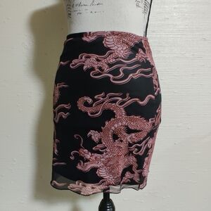 🐉 Shein Black and Red Dragon print mini skirt 🐉 (S) (2/$15)